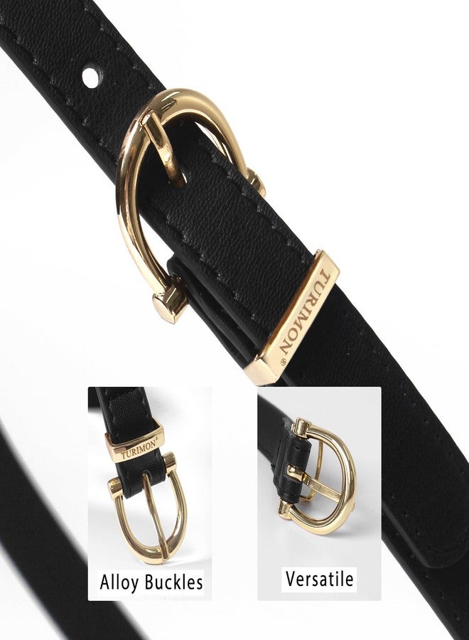 TURIMON Women's Belt with Gold Buckle - Faux Leather Belt Accessory for Jeans, Dresses, and More - Black - Image 4